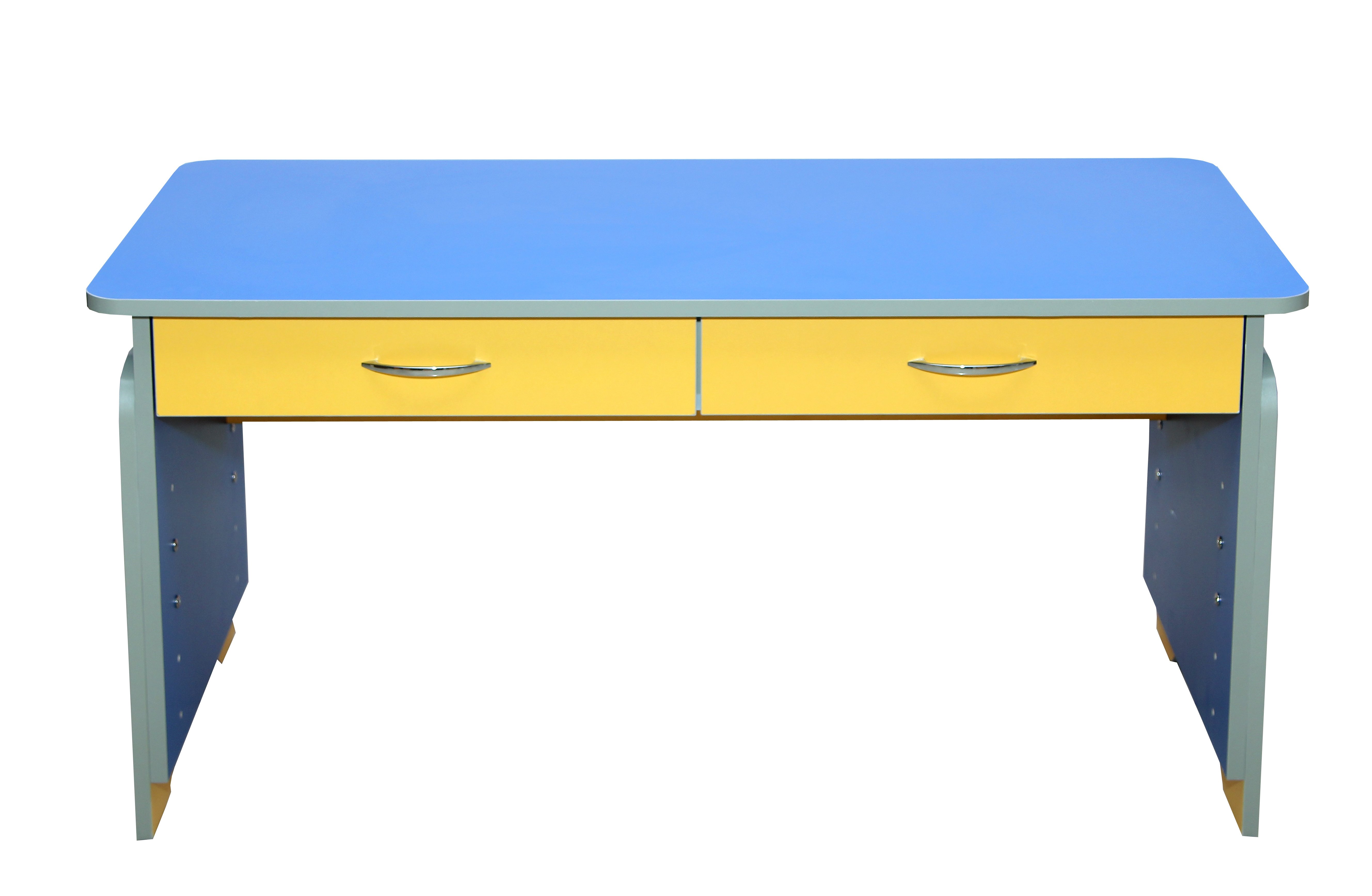 Дитячий 2-місний стіл з шухлядами, матеріал столу - кольорове ЛДСП, АЛМАНТ, 1100х500х500-680 мм.